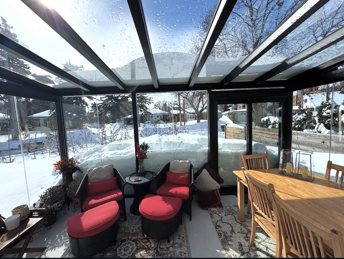 Sunroom interior in winter